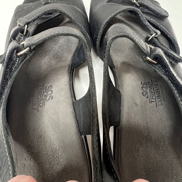 SAS Tripad Comfort Black Leather Sandals Womens Size 9.5 N Hook & Loop Closure - Picture 6 of 8